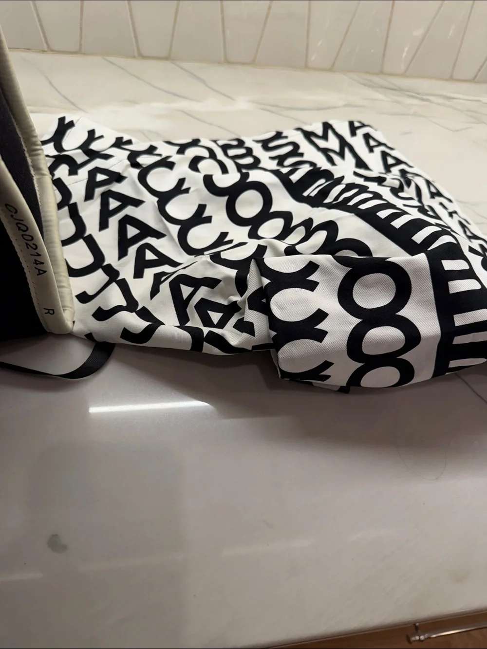 Marc Jacobs Black Canvas Tote Bag with White Logo